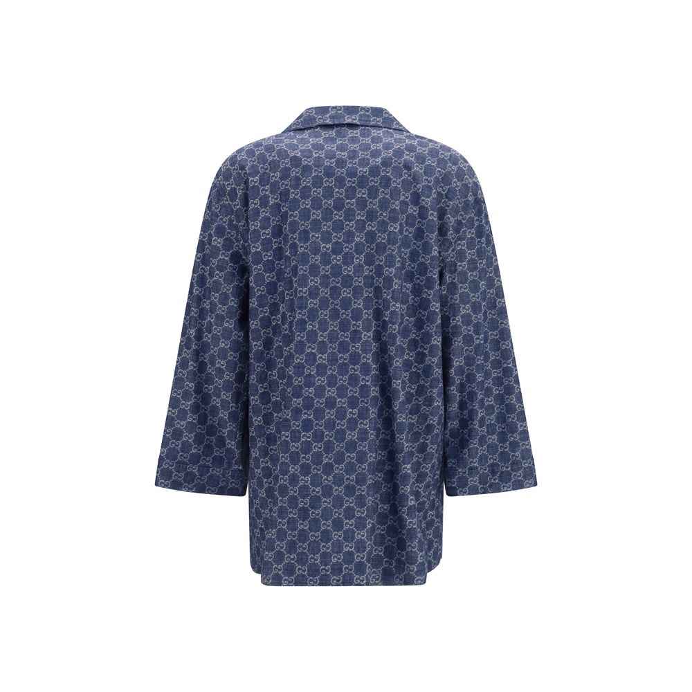 Gucci Blue Cotton Full-Length Jacket