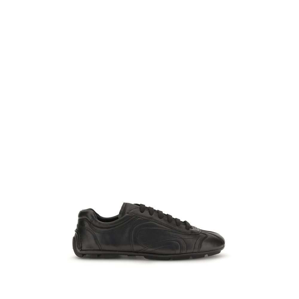 Prada Black Lamb Ovis Aries Aries Low Top Sneakers