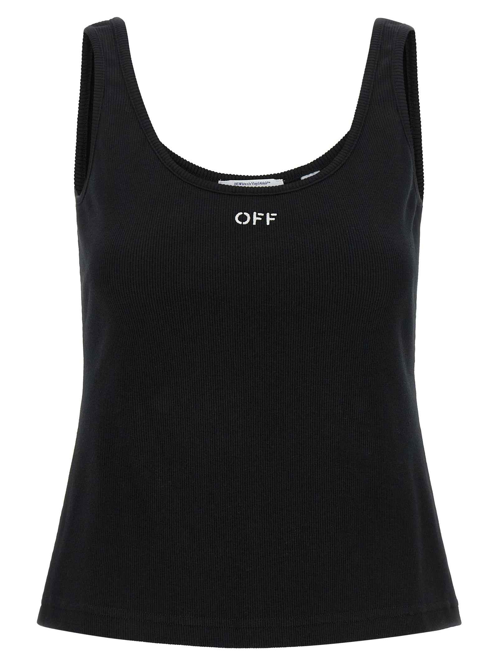 Off-White Black Cotton Tank Tops