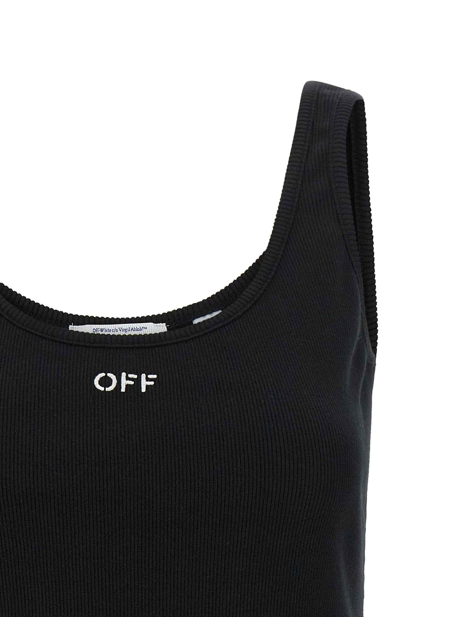 Off-White Black Cotton Tank Tops