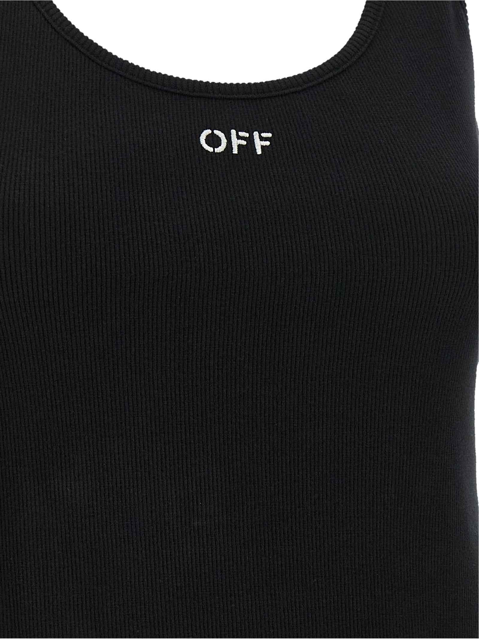 Off-White Black Cotton Tank Tops