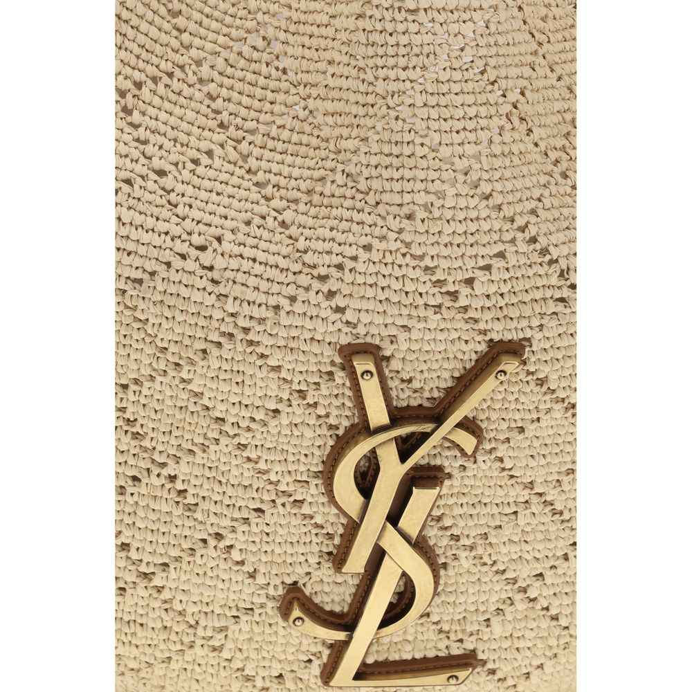 Saint Laurent Beige Raffia Shoulder Bag