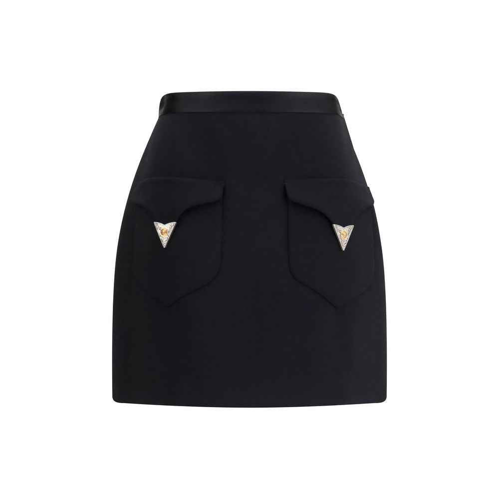 Versace Black Wool Oves Aries Mini Skirt