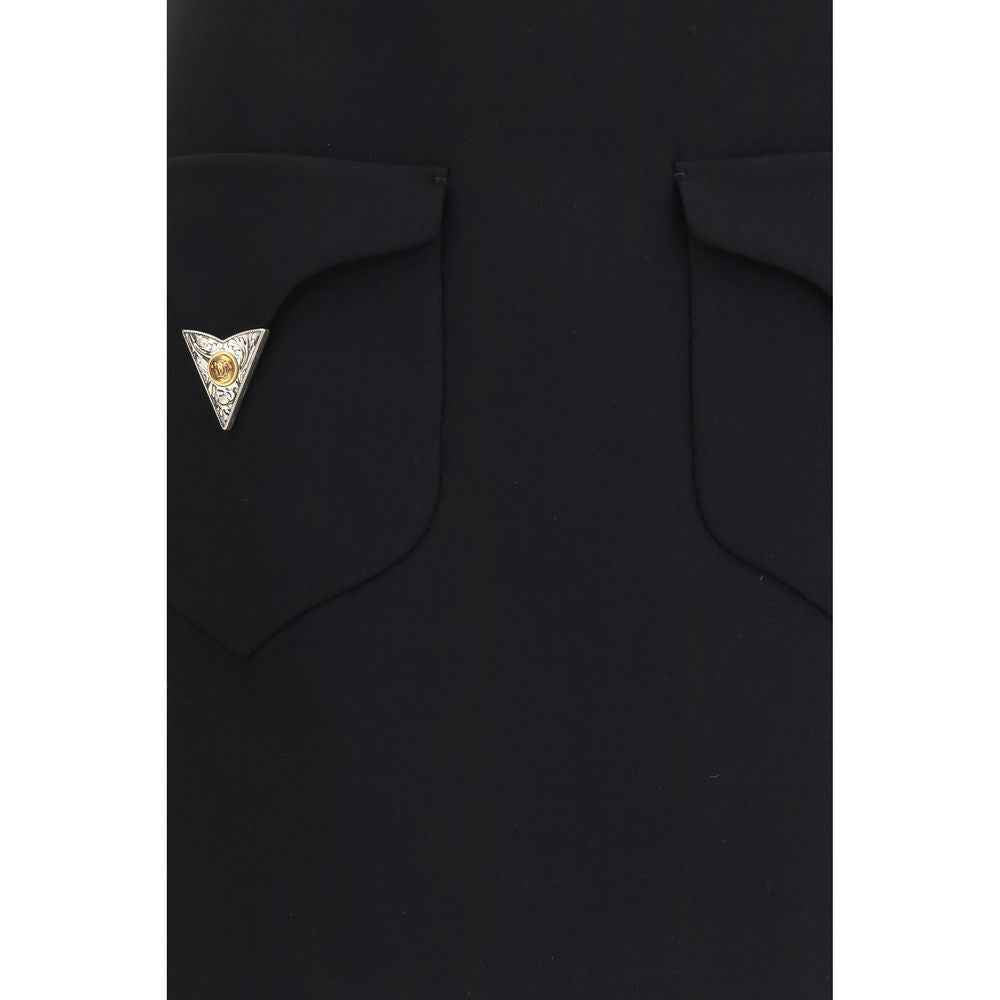 Versace Black Wool Oves Aries Mini Skirt