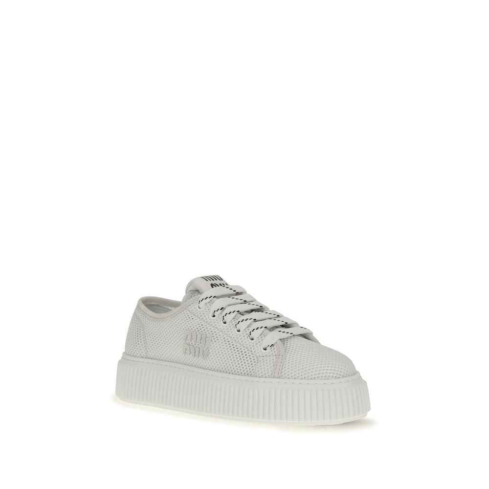 Miu Miu White Polyamide Platform Sneakers