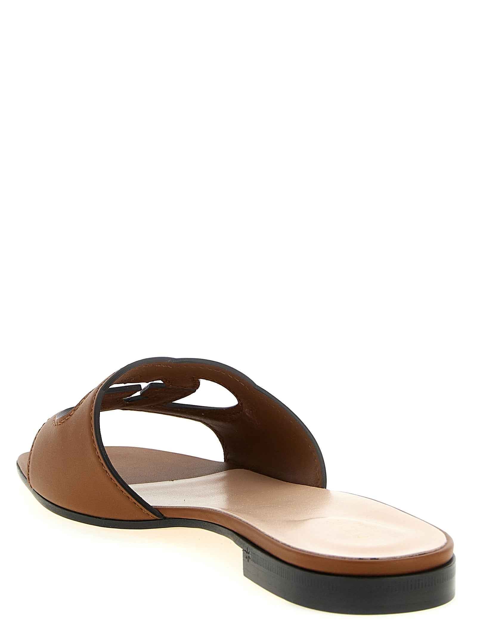 Gucci Brown Leather Slides