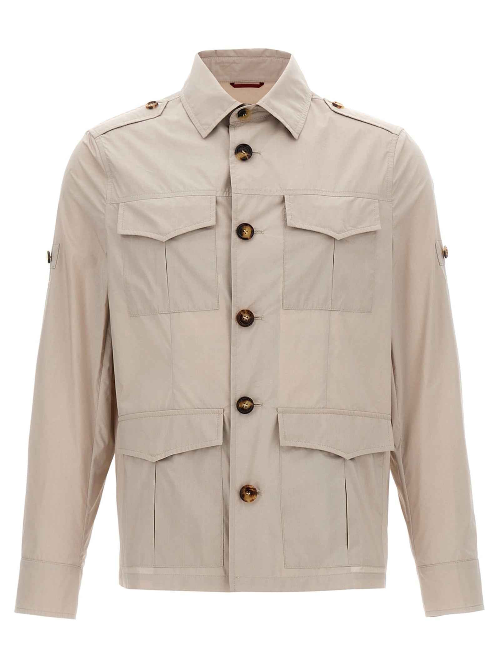 Brunello Cucinelli Beige Cotton Full-Length Jacket