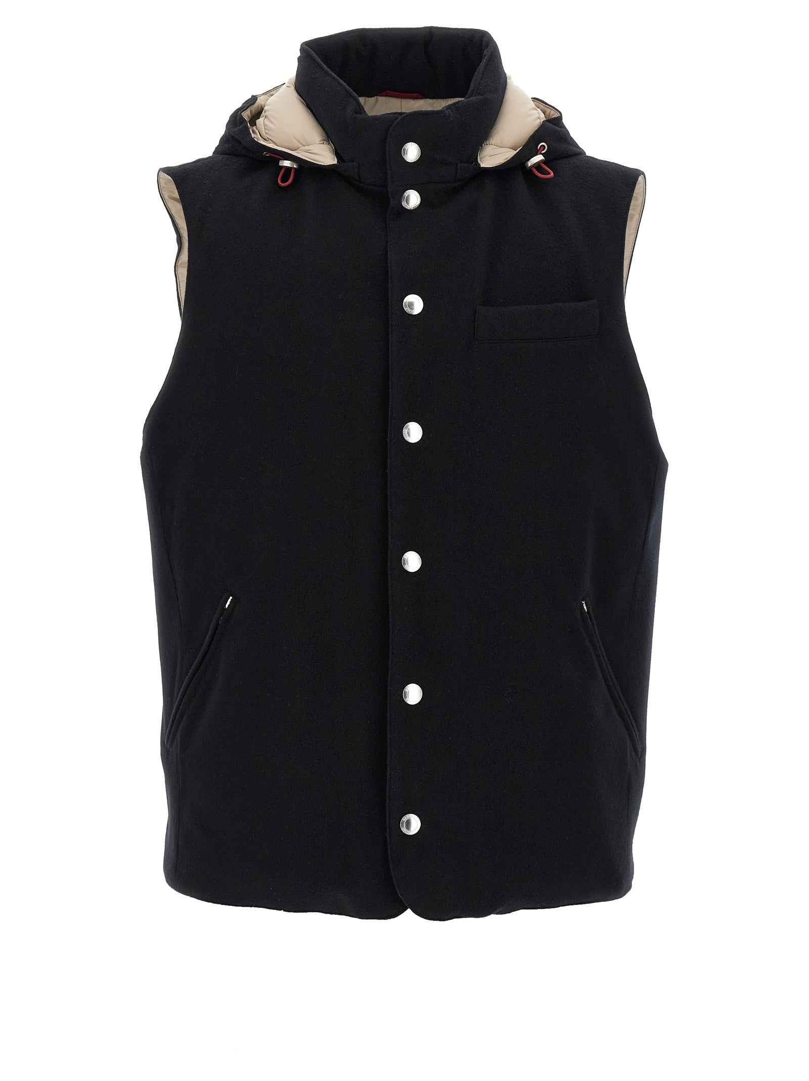 Brunello Cucinelli Black Wool Sleeveless Jacket