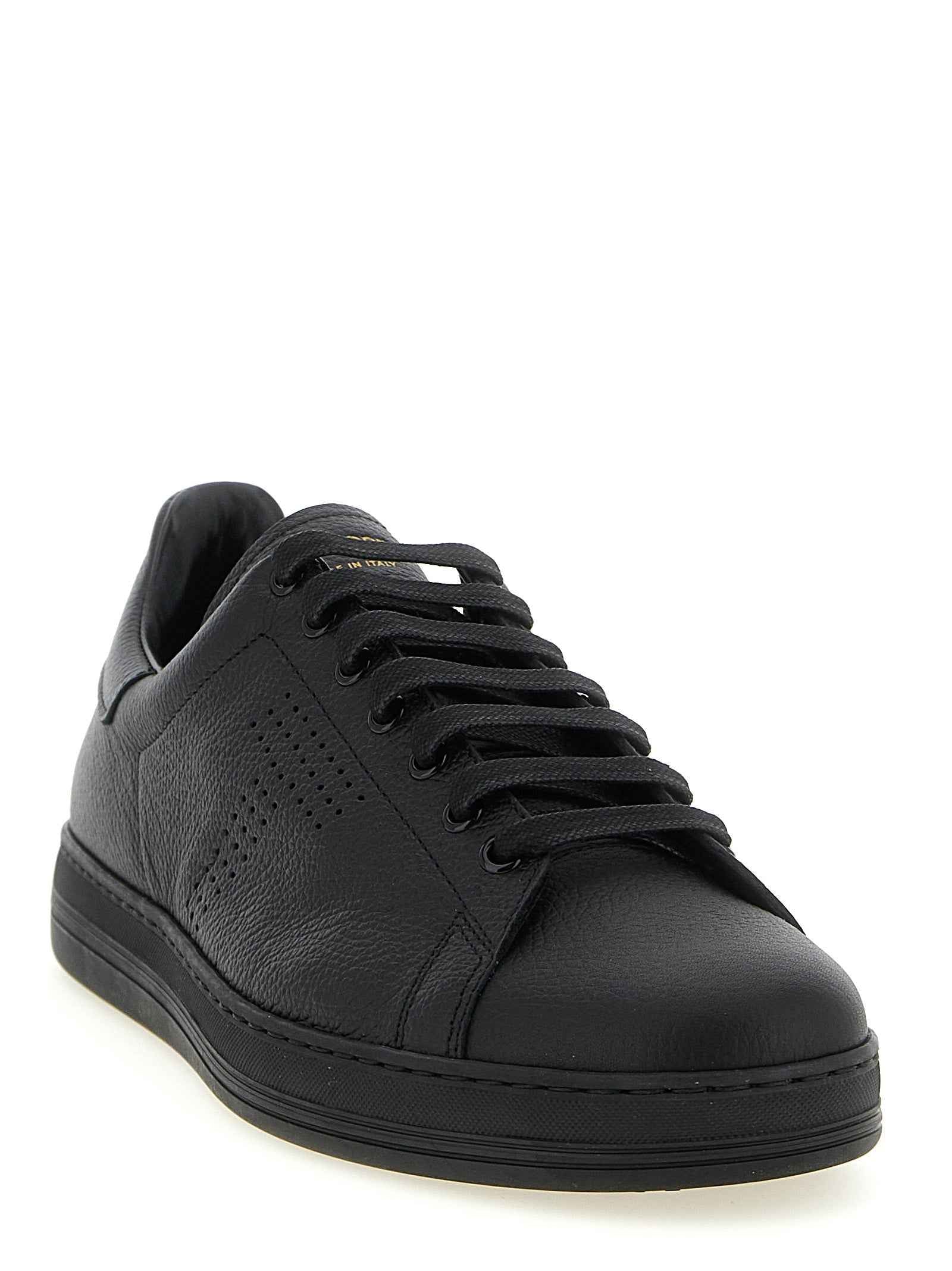 Tom Ford Black Leather Low Top Sneakers