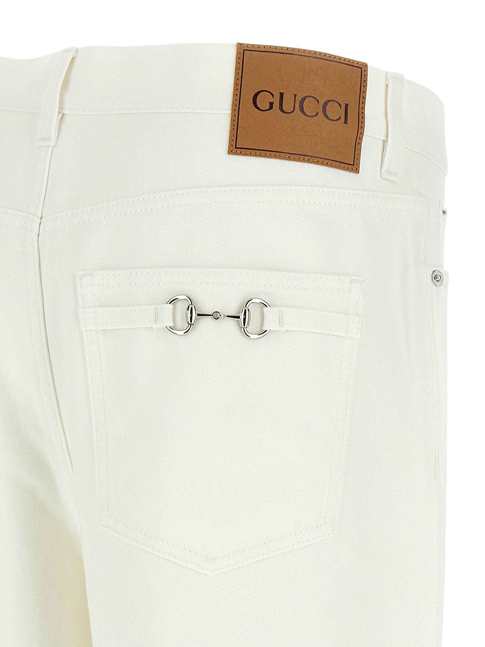Gucci White Cotton Straight-Leg Jeans