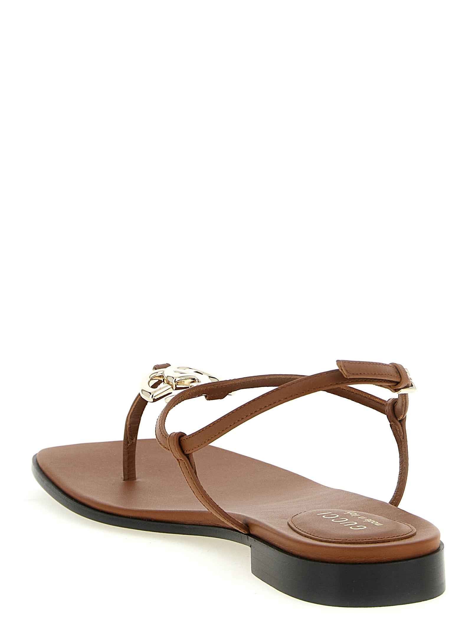 Gucci Brown Calfskin Flat Sandals