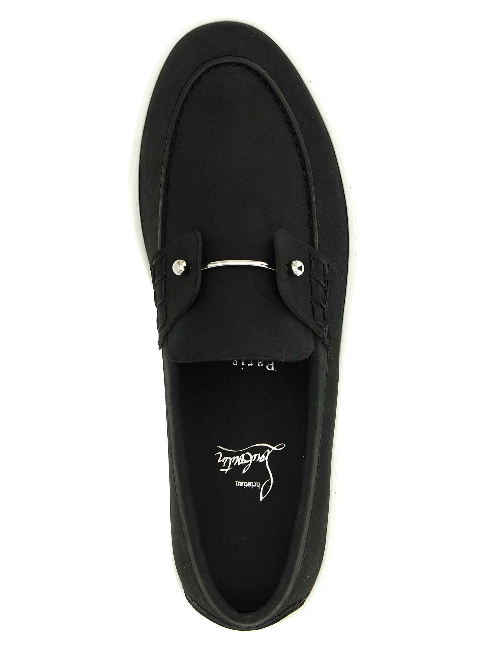 Christian Louboutin Black Calfskin Slip-On Loafers