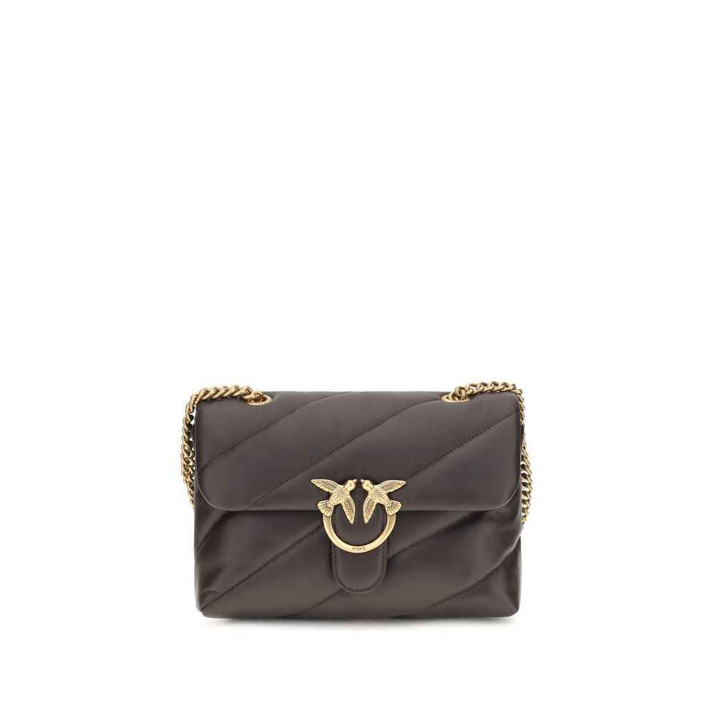 PINKO Brown Calf Leather Bos Taurus Shoulder Bag