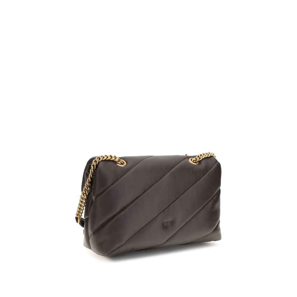 PINKO Brown Calf Leather Bos Taurus Shoulder Bag