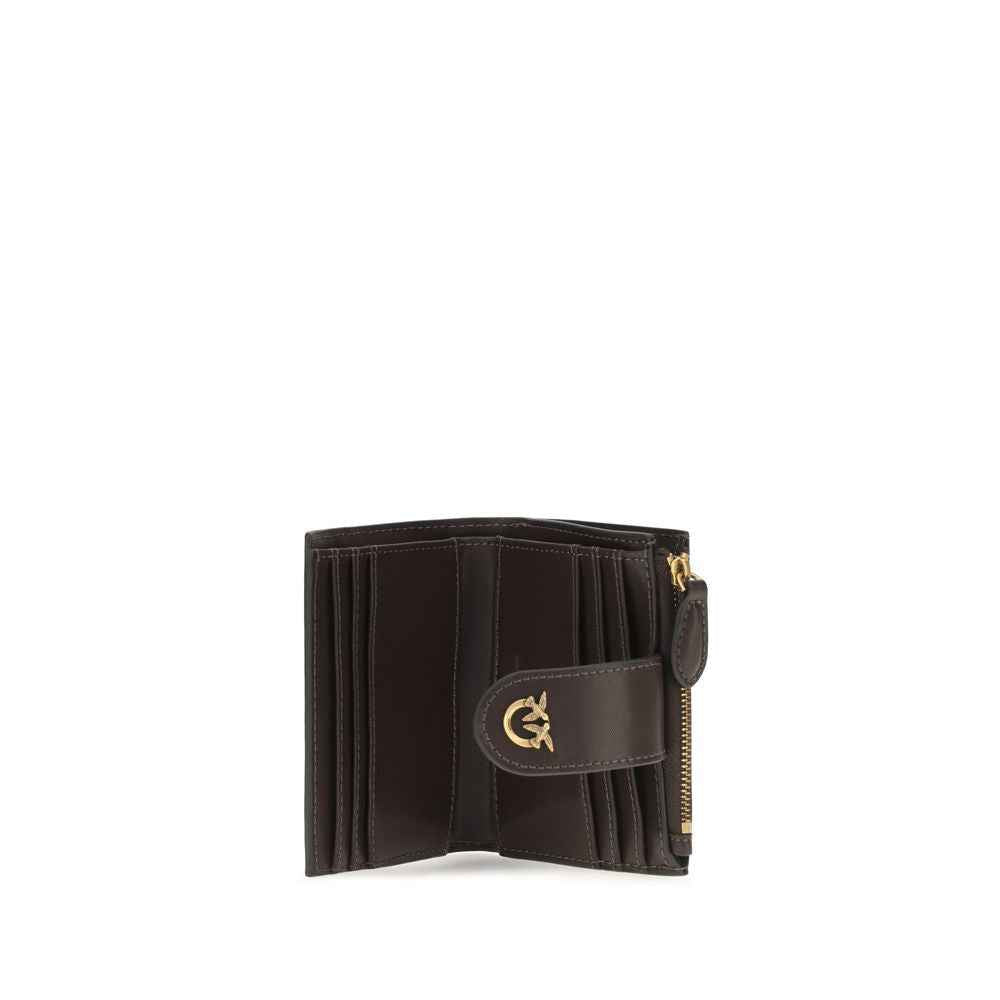 PINKO Brown Calf Leather Bos Taurus Wallet