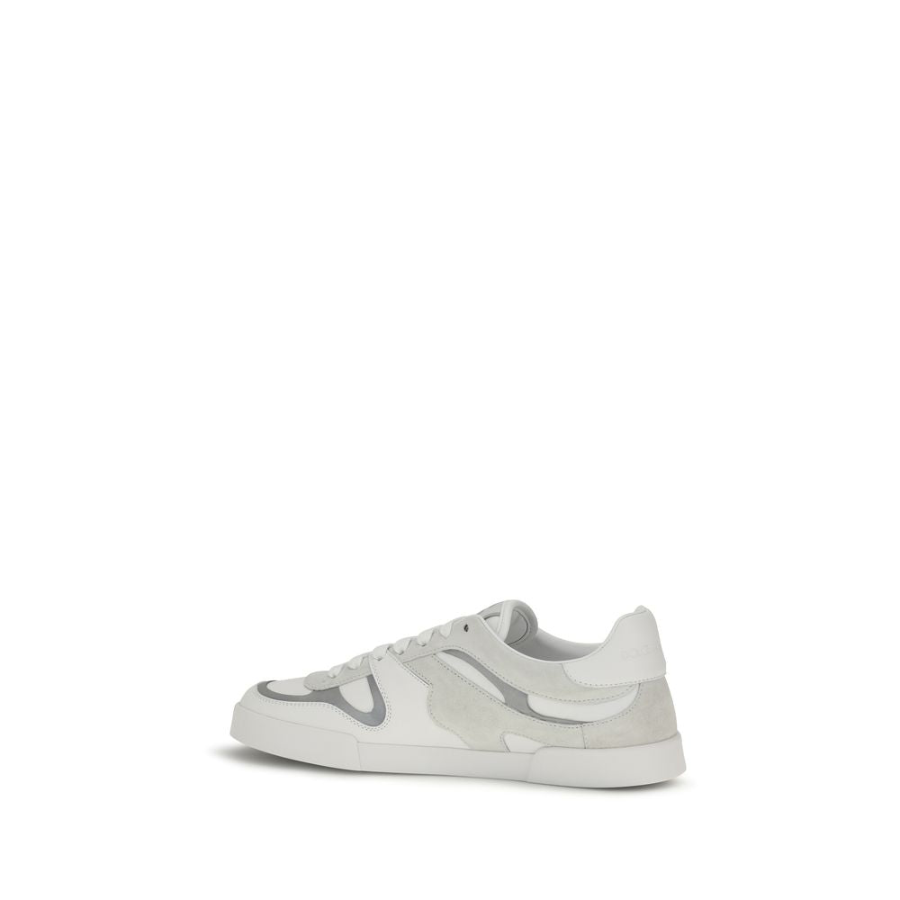 Dolce & Gabbana White Calf Leather Bos Taurus Low Top Sneakers