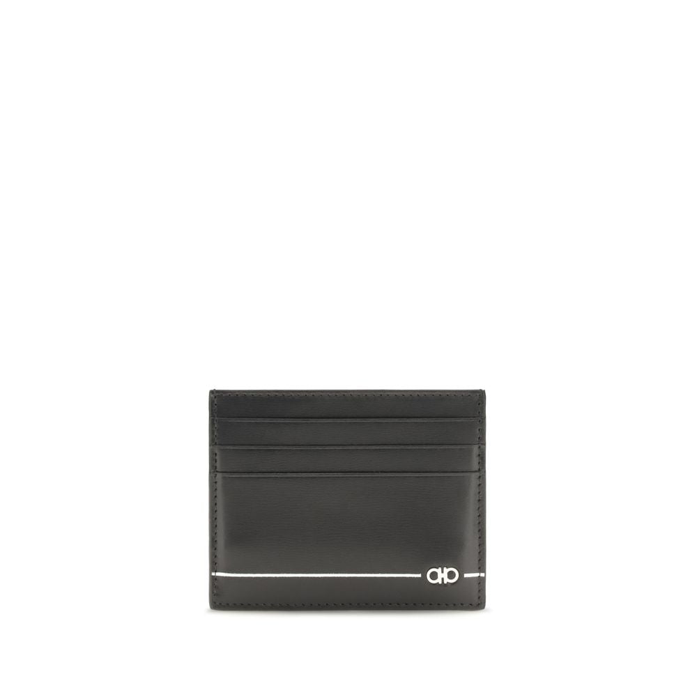Ferragamo Black Calf Leather Bos Taurus Wallet