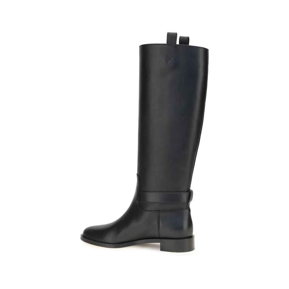 Ferragamo Black Calf Leather Bos Taurus Boots