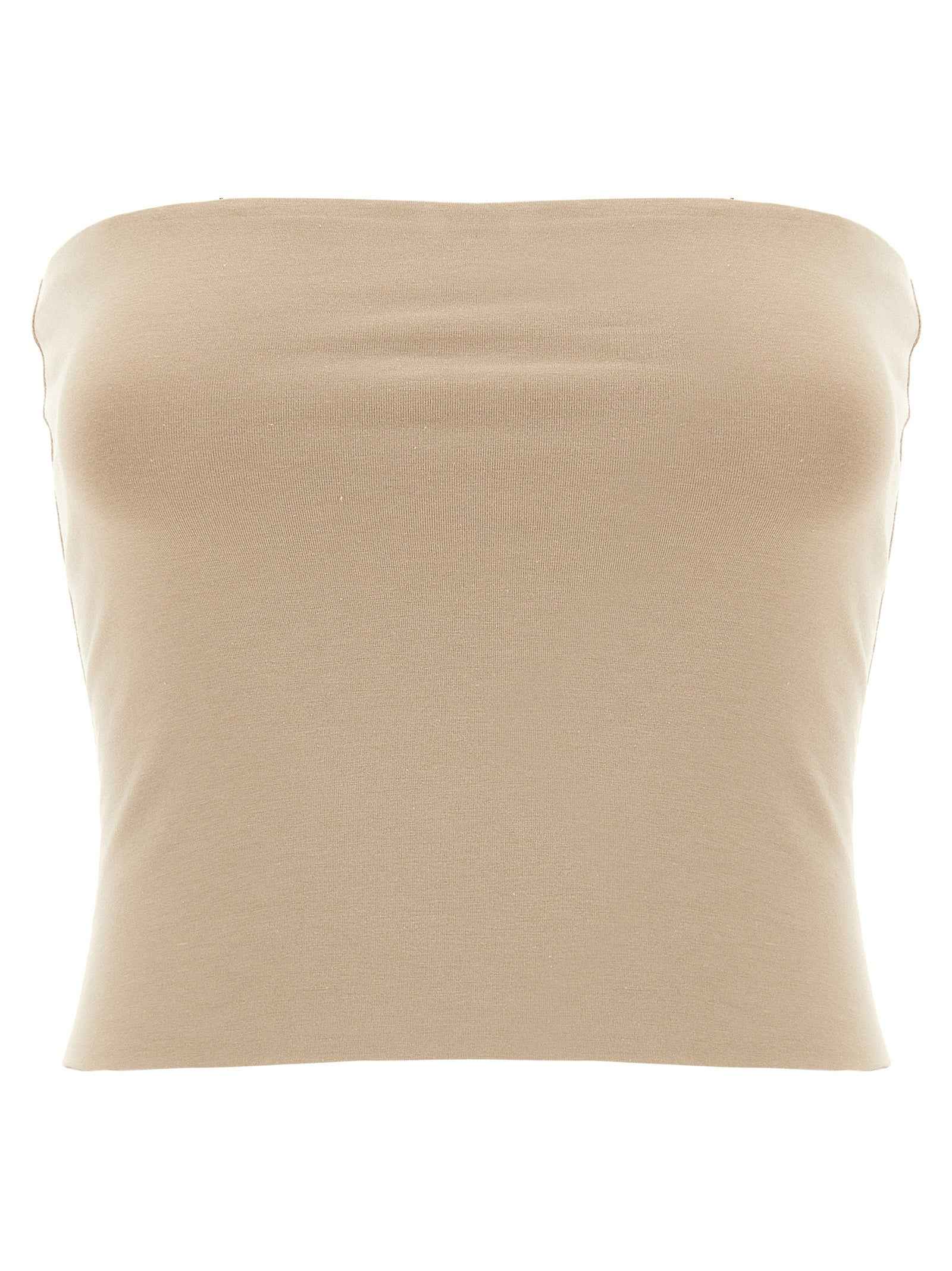 Brunello Cucinelli Beige Cotton Sleeveles T-Shirt
