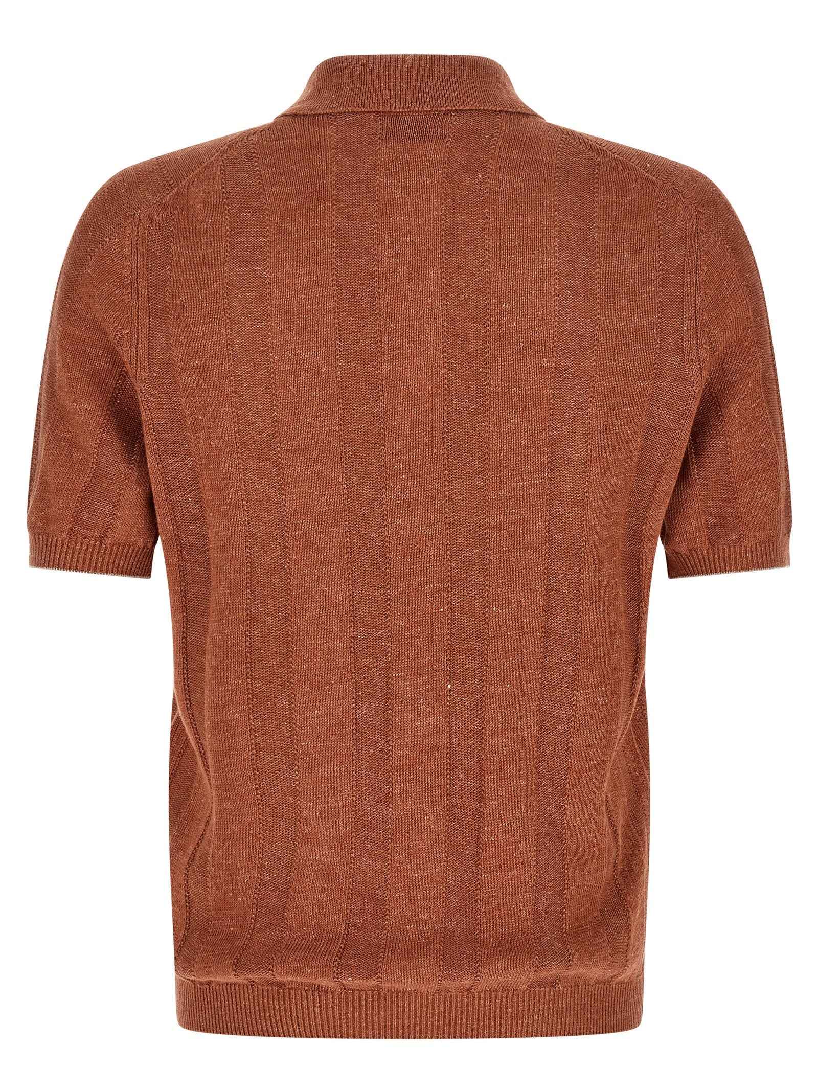 Brunello Cucinelli Orange Linen Polo Shirt