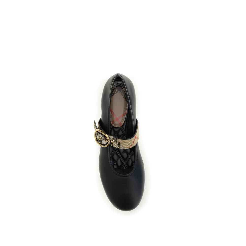 Burberry Black Calf Leather Bos Taurus Ballet Flats