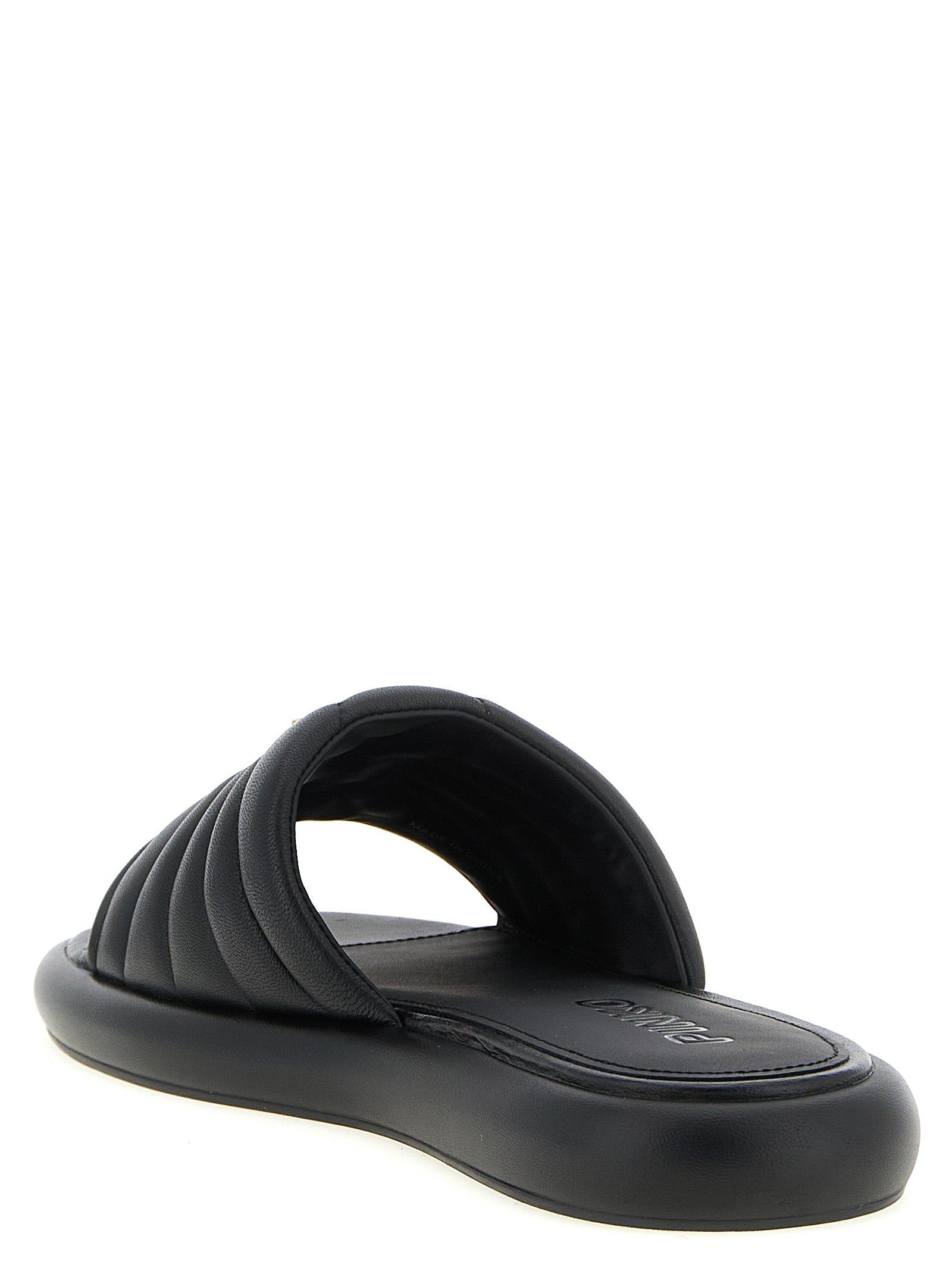 PINKO Black Lambskin Slides