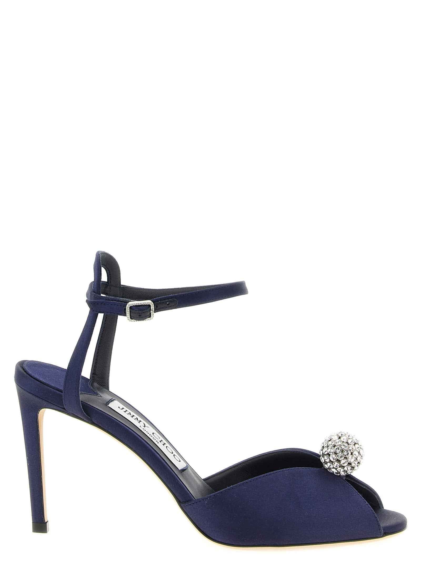 Jimmy Choo Blue Tencel Stiletto Heel Sandals