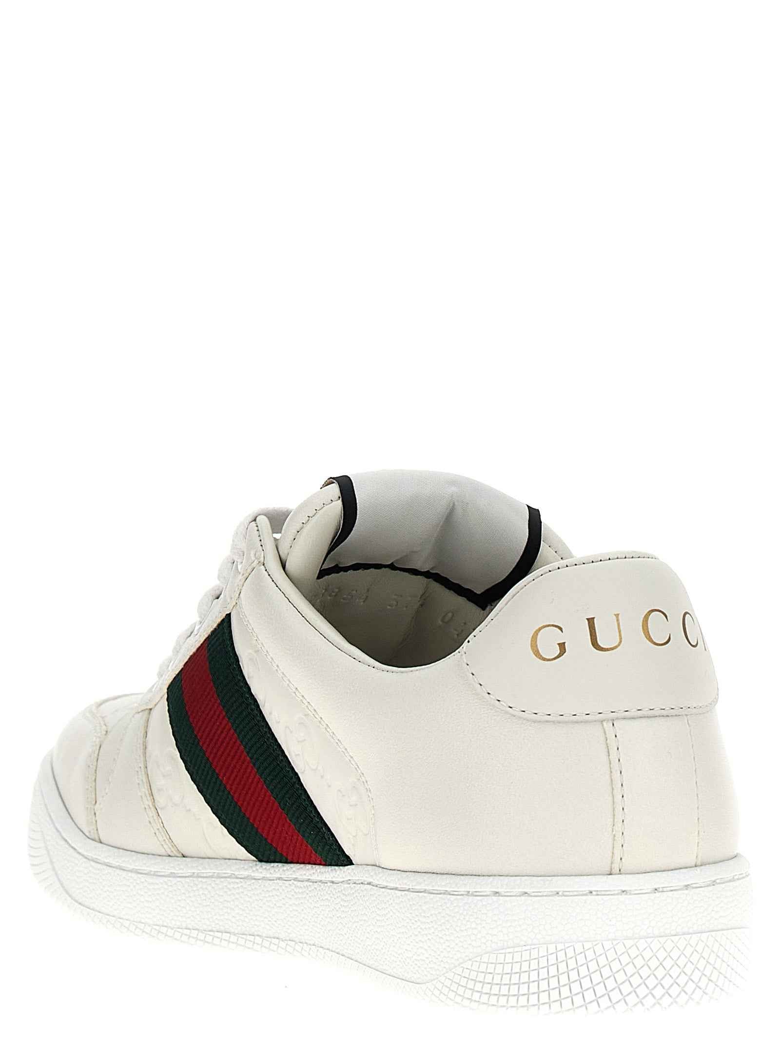 Gucci White Lamb Leather Low Top Sneakers