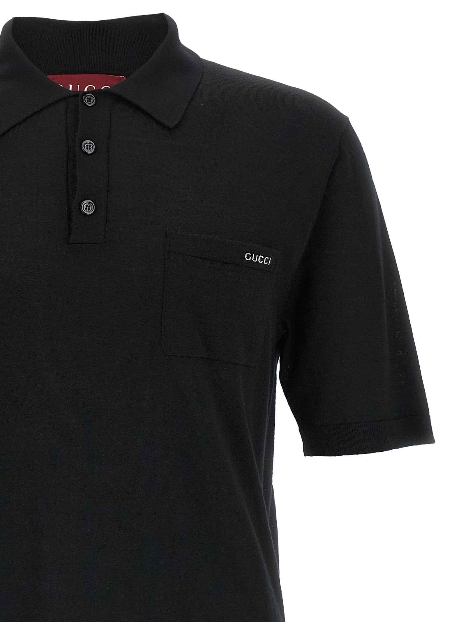 Gucci Black Wool Polo Shirt