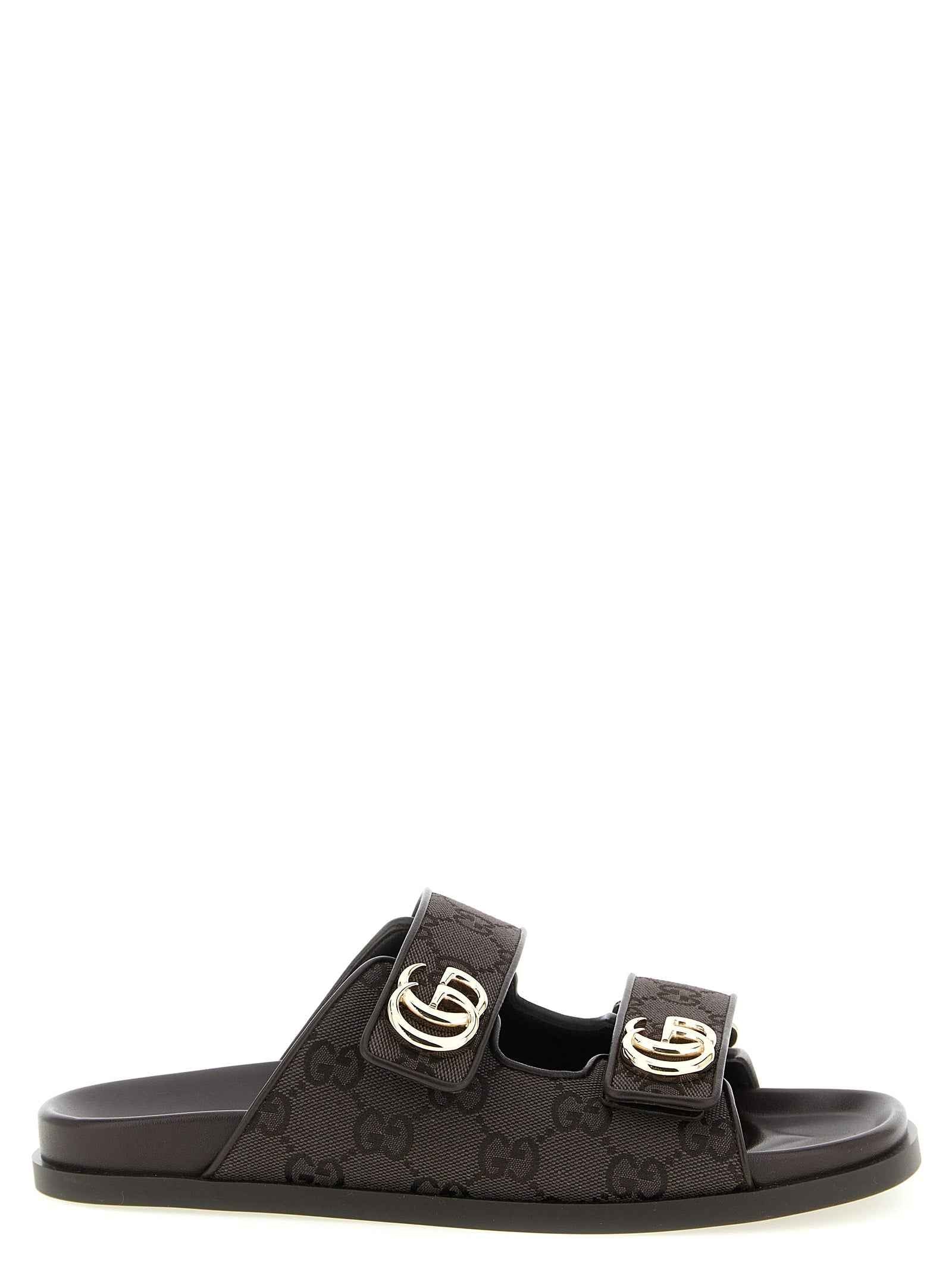 Gucci Brown Cotton Slides