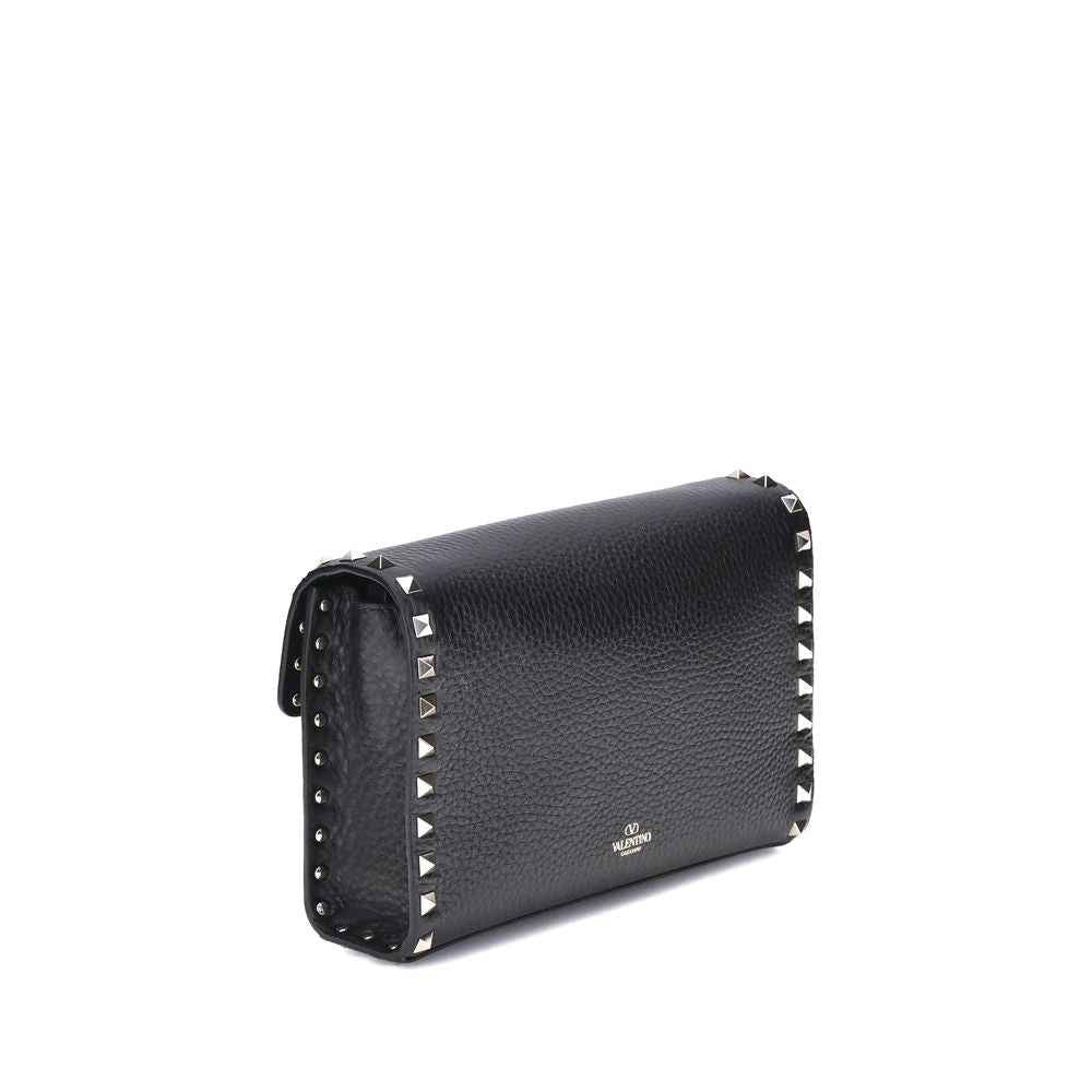 Valentino Garavani Black Calf Leather Bos Taurus Shoulder Bag