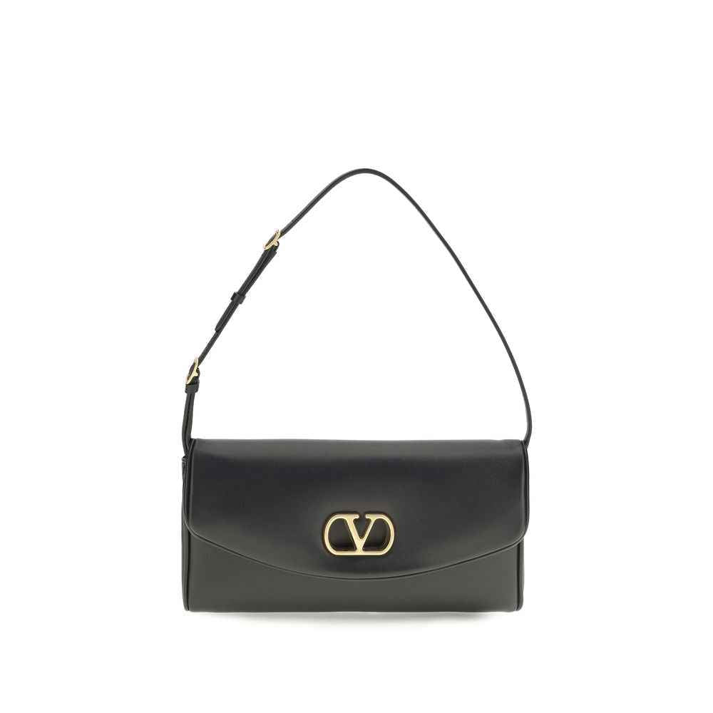 Valentino Garavani Black Calf Leather Bos Taurus Shoulder Bag
