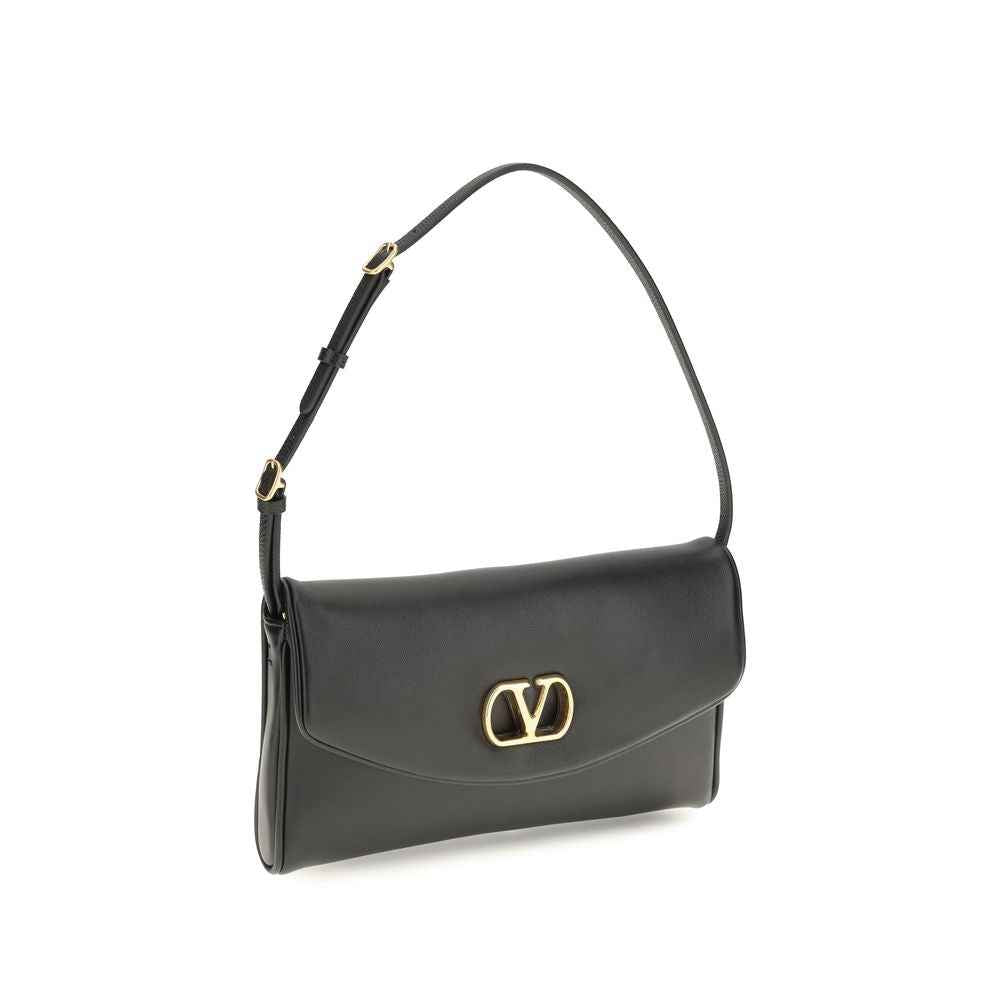 Valentino Garavani Black Calf Leather Bos Taurus Shoulder Bag