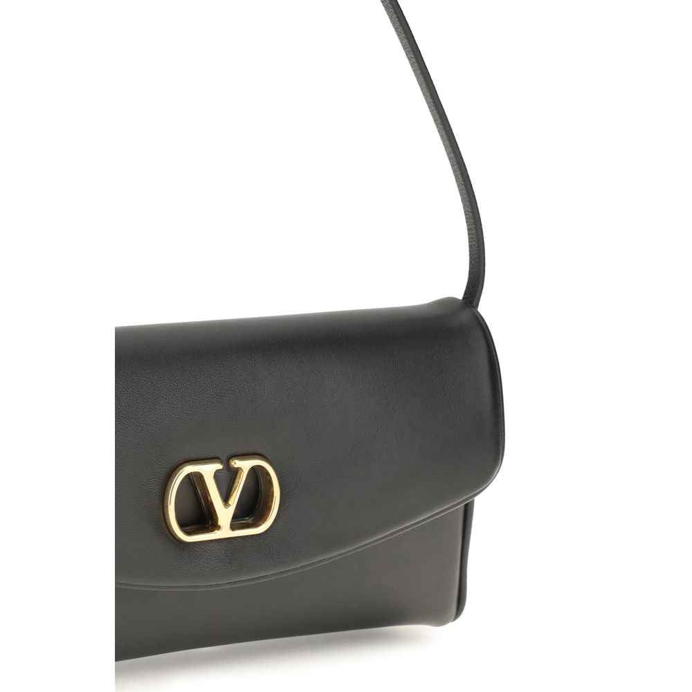 Valentino Garavani Black Calf Leather Bos Taurus Shoulder Bag