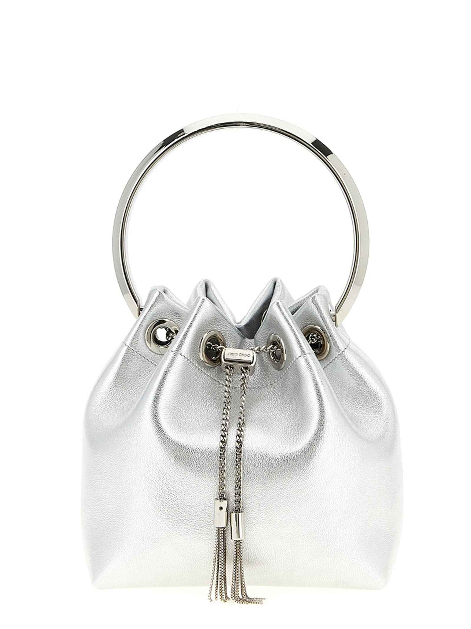 Jimmy Choo Silver Lamb Leather Handbag