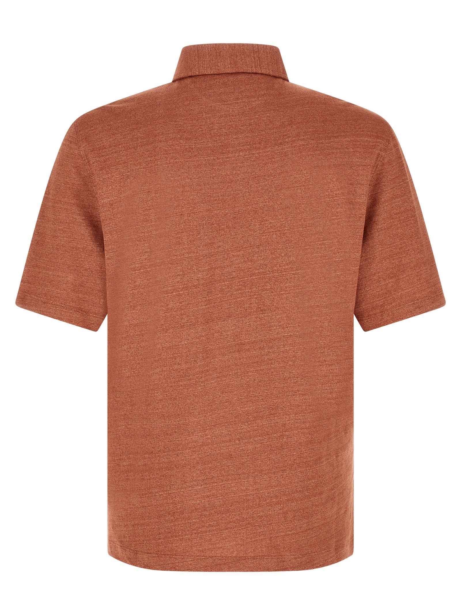 Brunello Cucinelli Orange Linen Polo Shirt