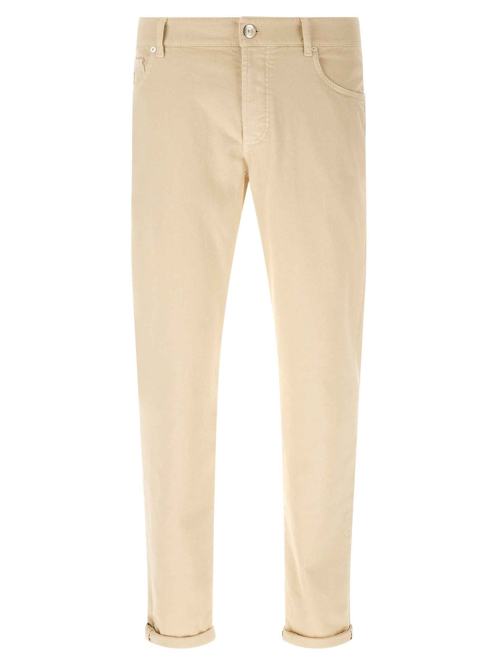 Brunello Cucinelli Beige Cotton Straight-Leg Jeans