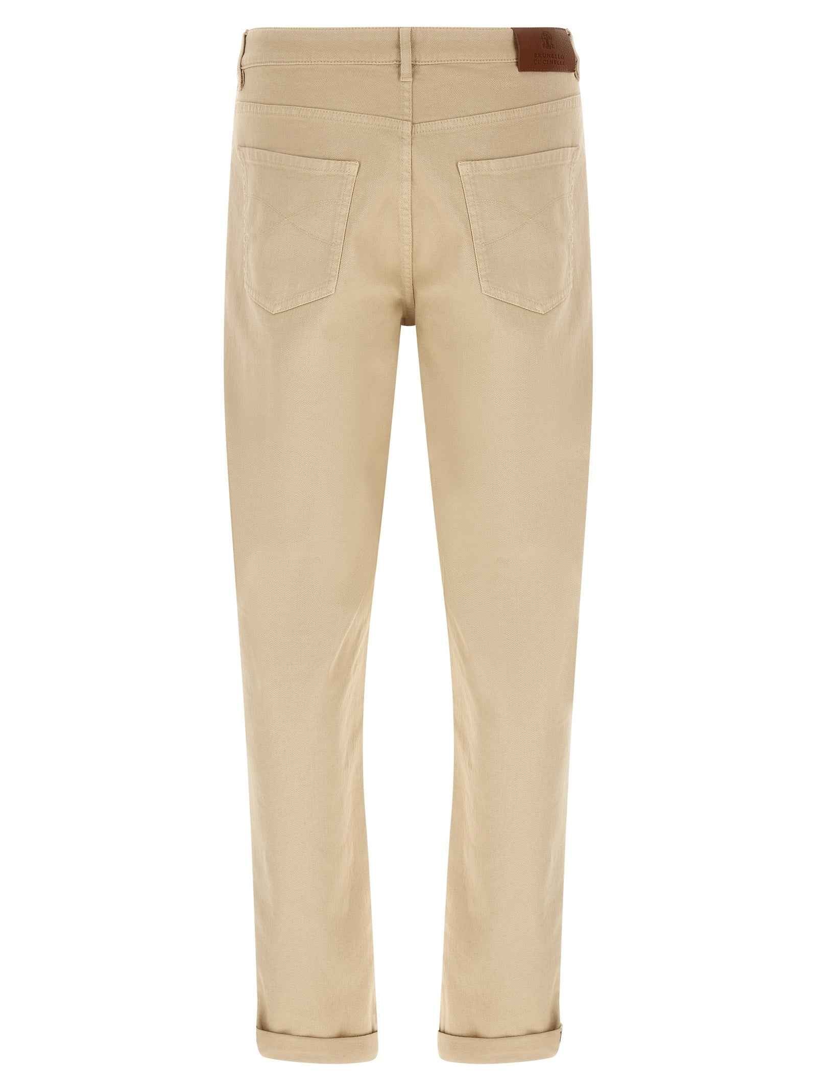 Brunello Cucinelli Beige Cotton Tapered Jeans