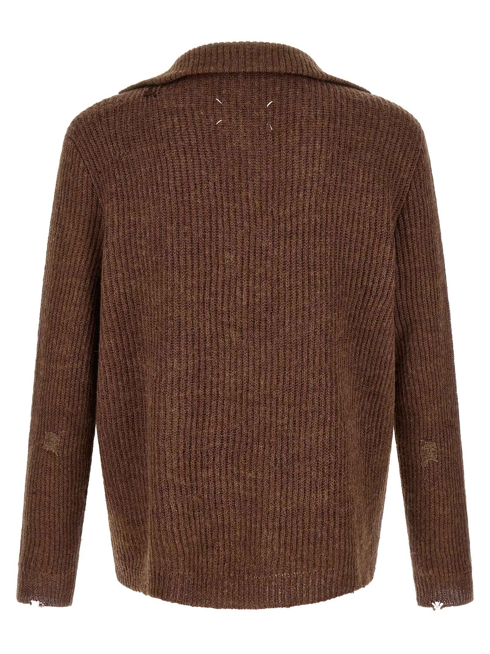 Maison Margiela Brown Linen Cardigan