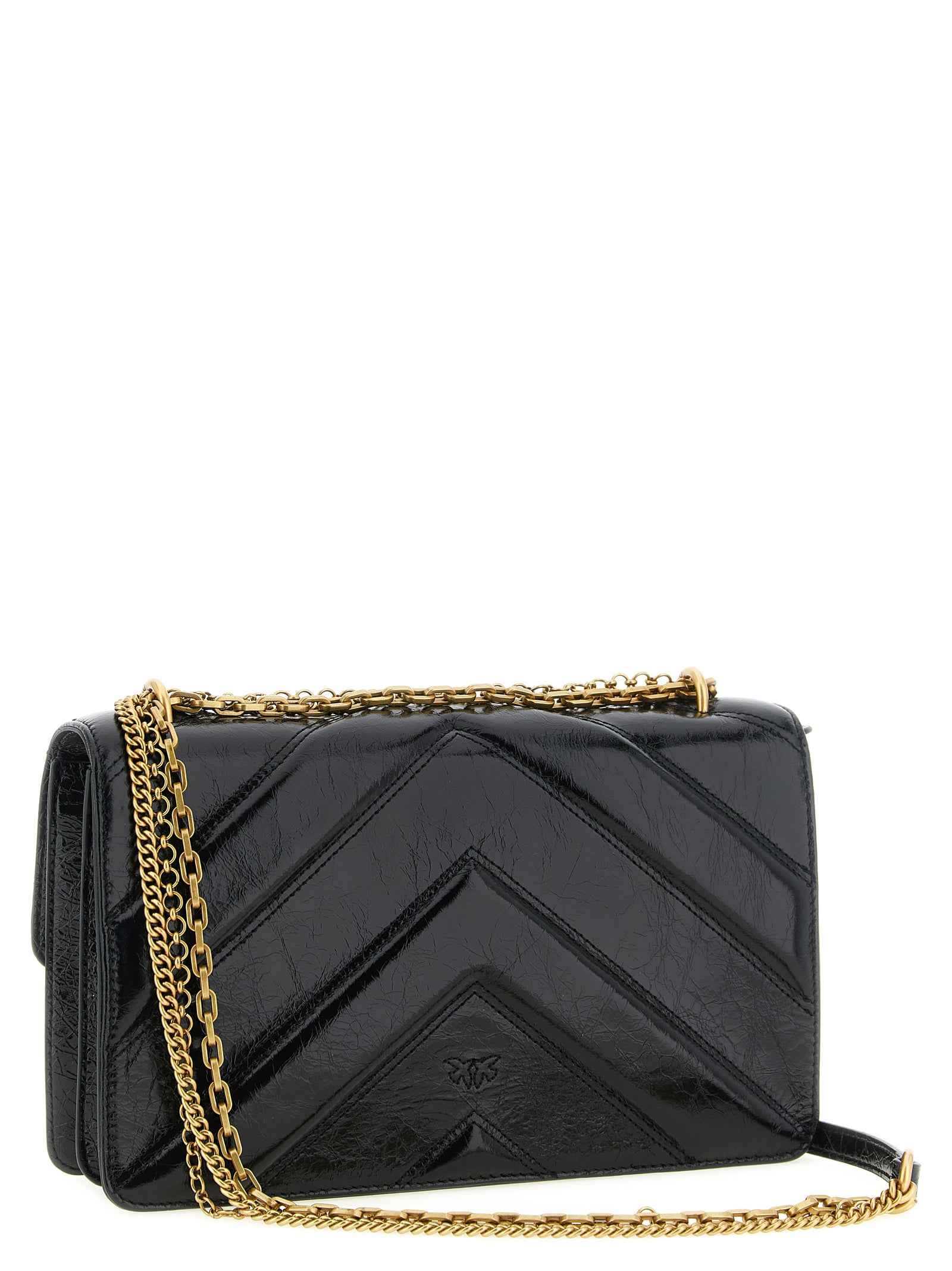 PINKO Black Calfskin Shoulder Bag