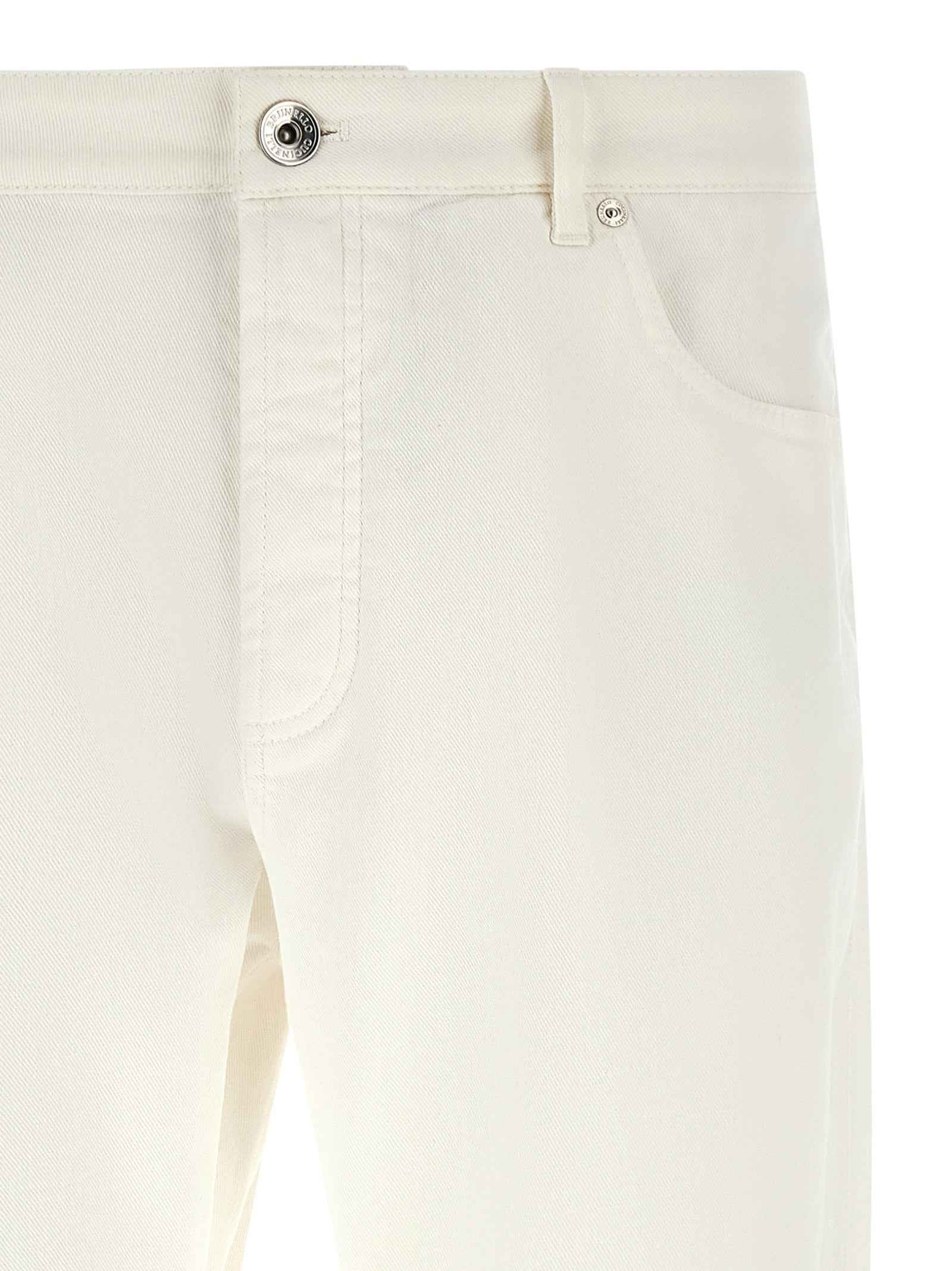 Brunello Cucinelli White Cotton Cropped Jeans