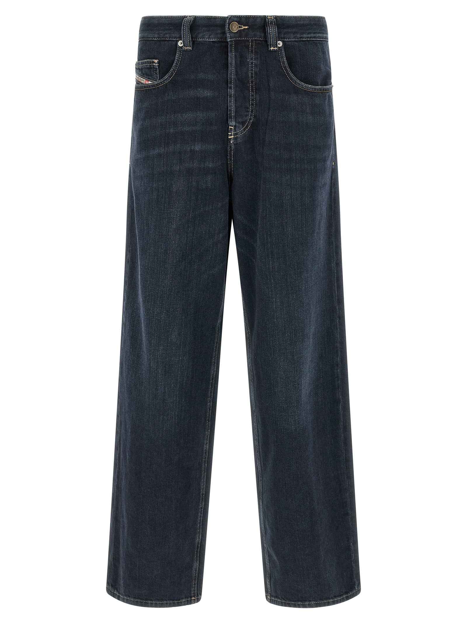 Diesel Blue Cotton Relaxed Fit Jeans