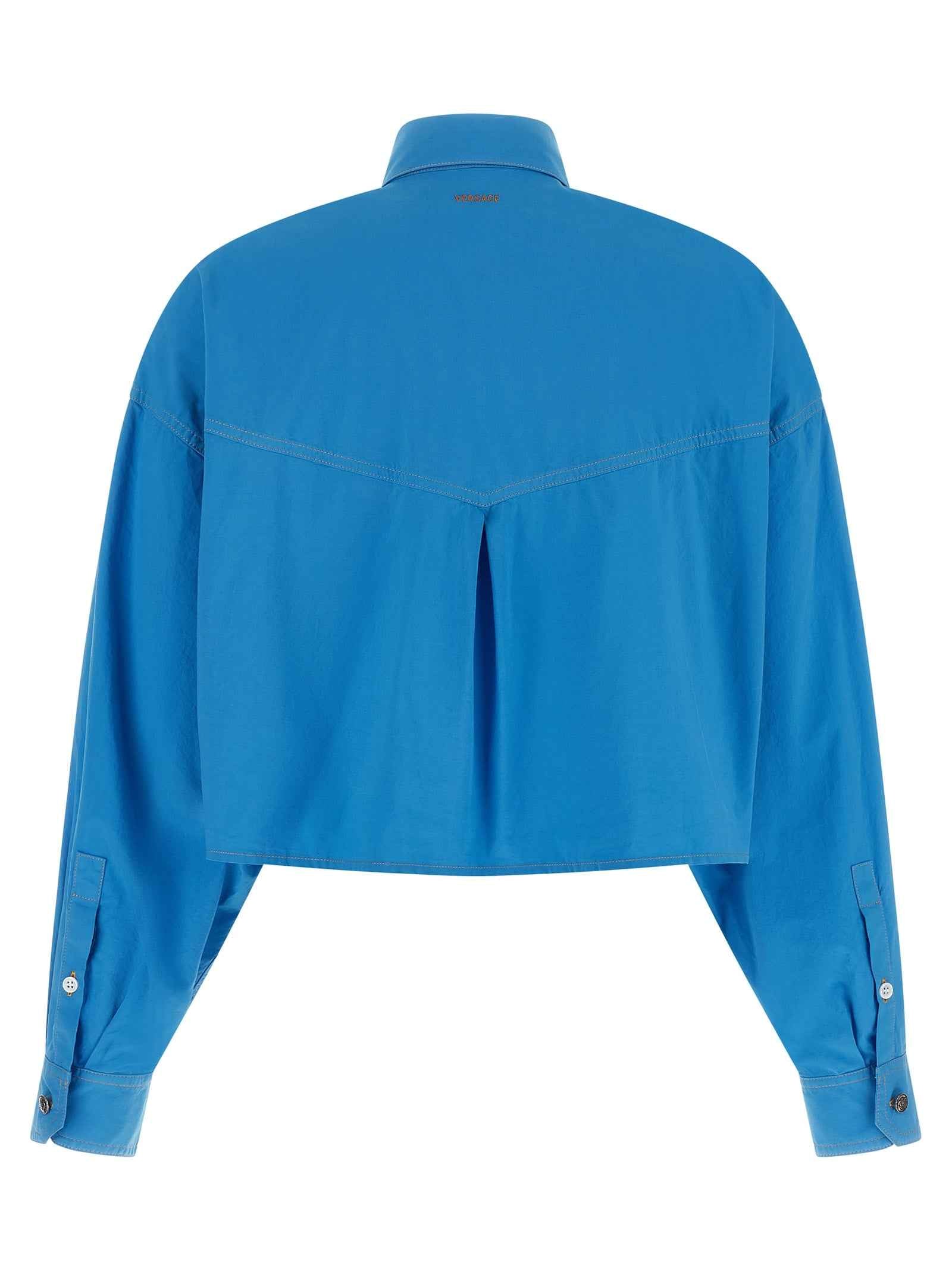 Versace Blue Cotton Blouse