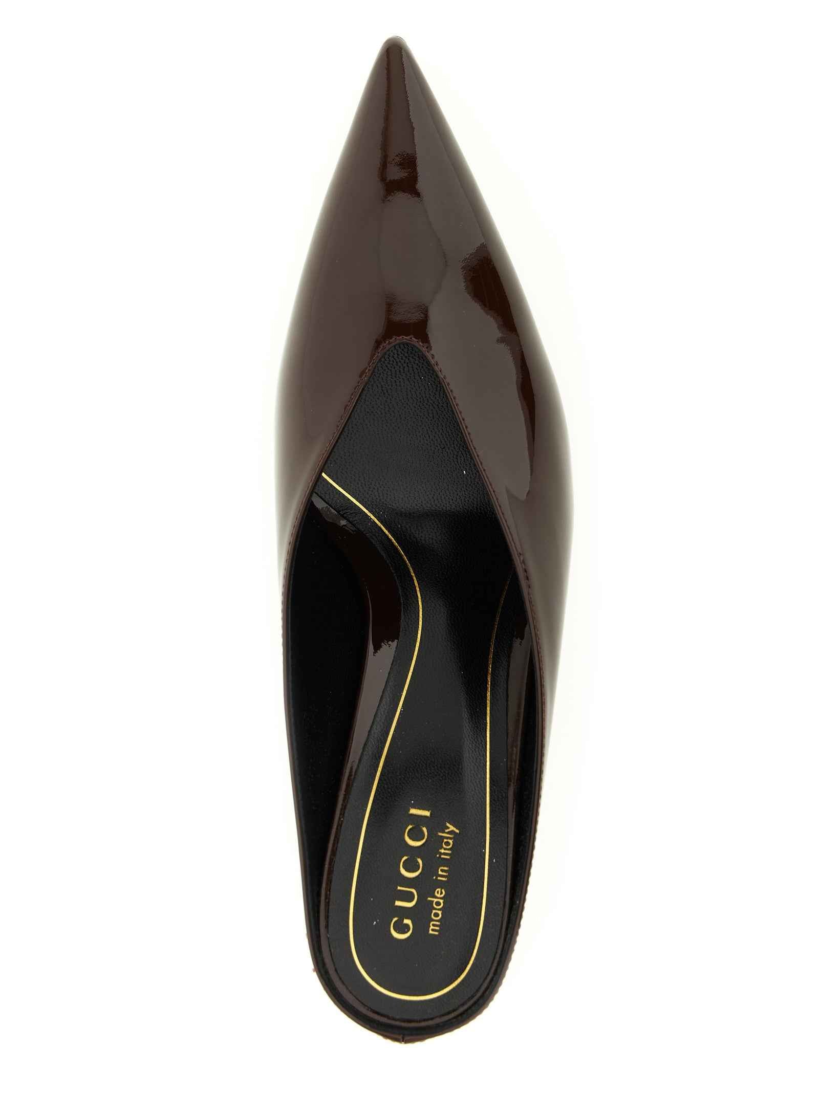 Gucci Bordeaux Calfskin Mid Heel Pumps