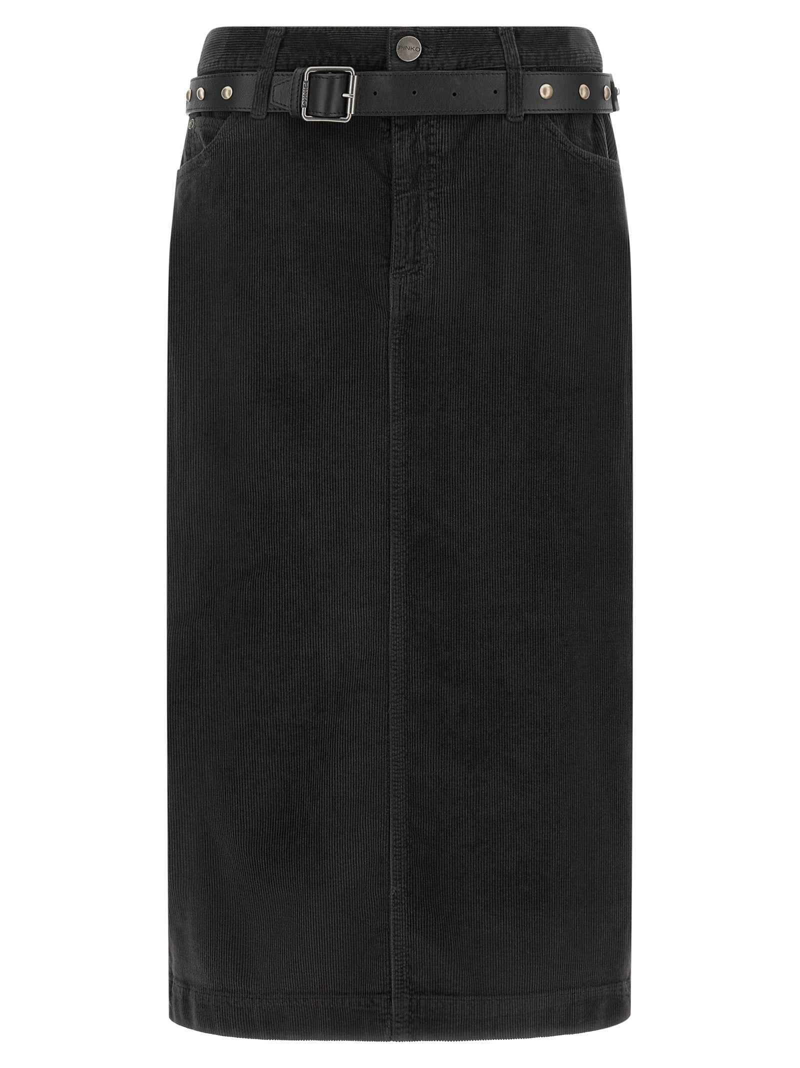 PINKO Black Cotton Midi Skirt