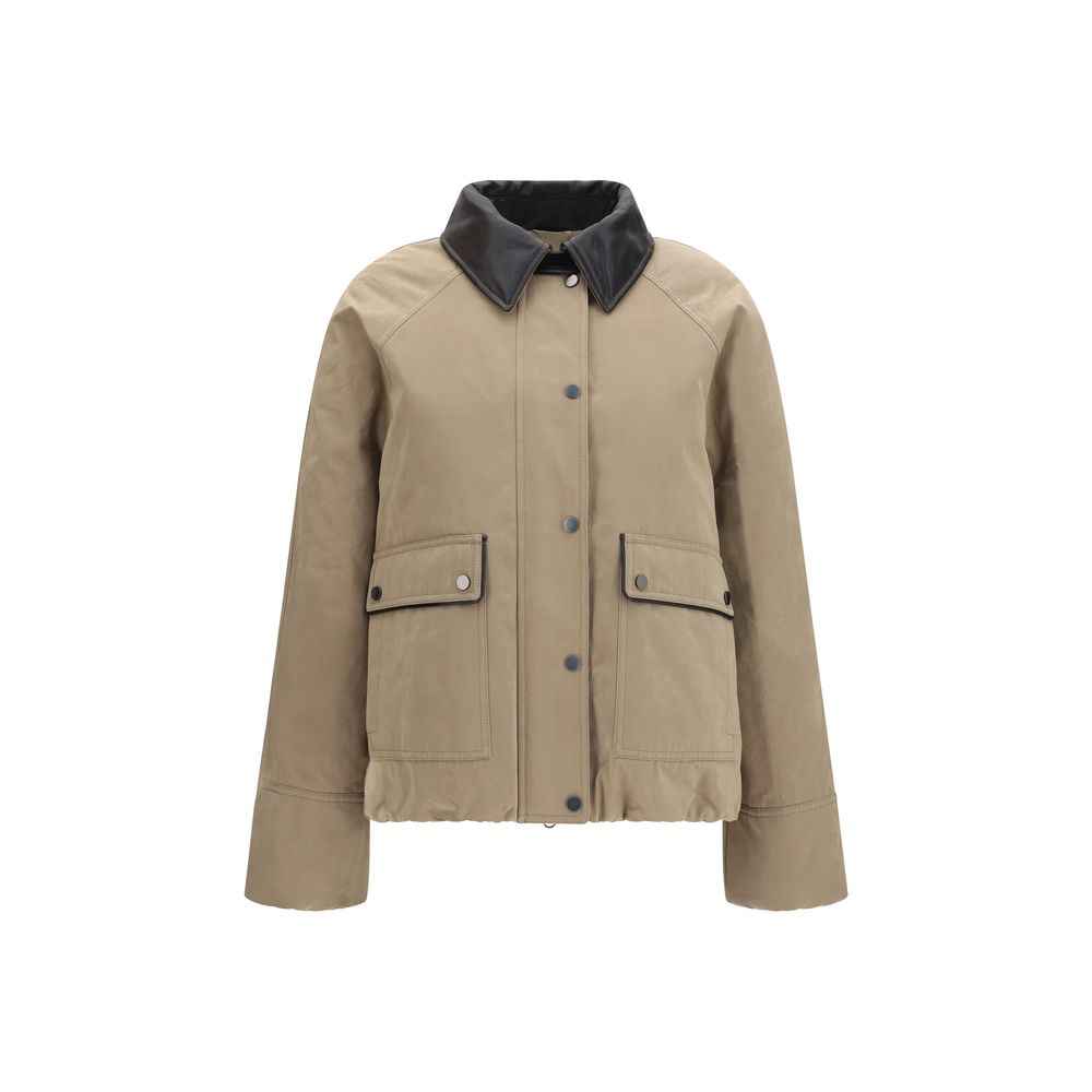 Brunello Cucinelli Beige Cotton Leather Jacket