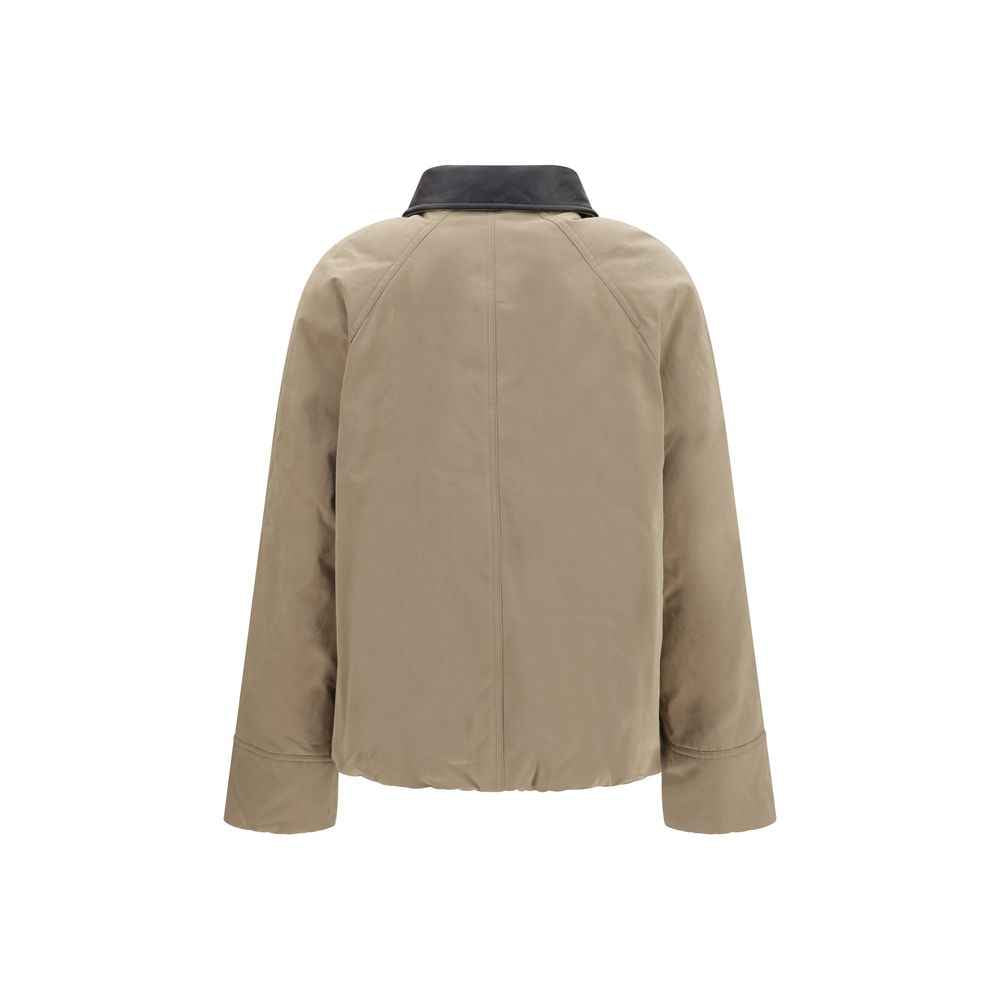 Brunello Cucinelli Beige Cotton Leather Jacket