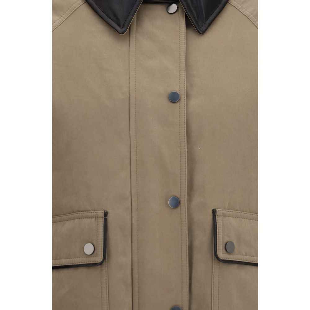 Brunello Cucinelli Beige Cotton Leather Jacket
