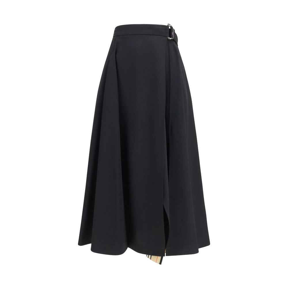 Burberry Black Wool Oves Aries Midi Skirt