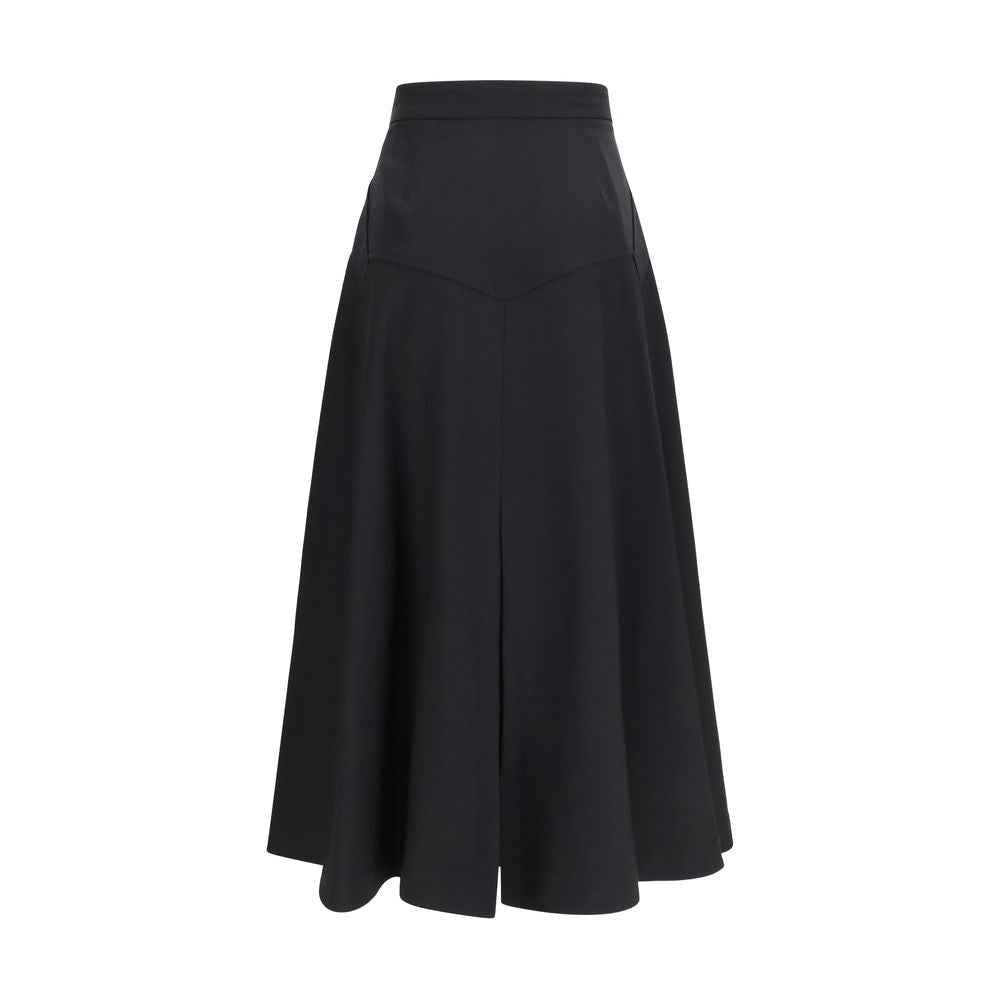 Burberry Black Wool Oves Aries Midi Skirt